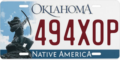 OK license plate 494XOP