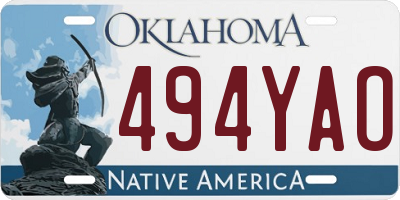 OK license plate 494YAO