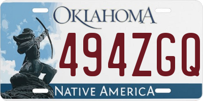 OK license plate 494ZGQ