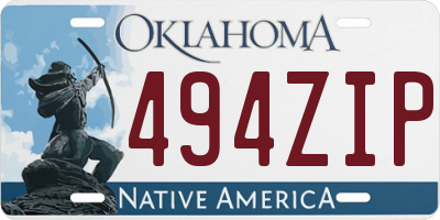 OK license plate 494ZIP