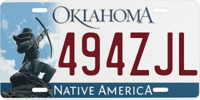 OK license plate 494ZJL