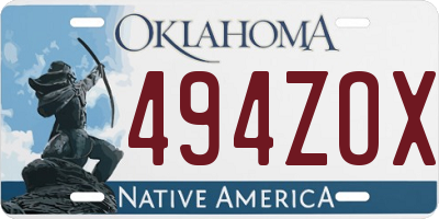 OK license plate 494ZOX