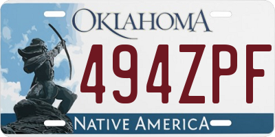 OK license plate 494ZPF