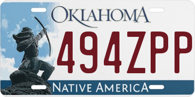 OK license plate 494ZPP