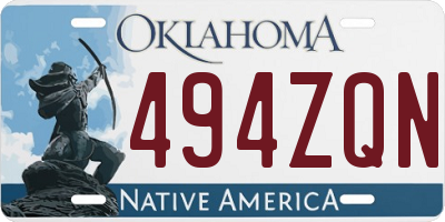 OK license plate 494ZQN