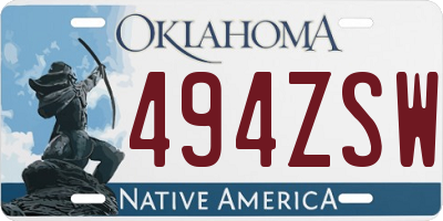 OK license plate 494ZSW