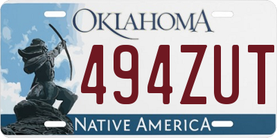 OK license plate 494ZUT