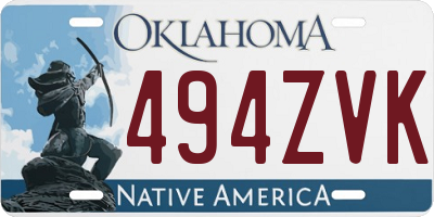 OK license plate 494ZVK