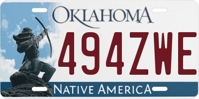 OK license plate 494ZWE