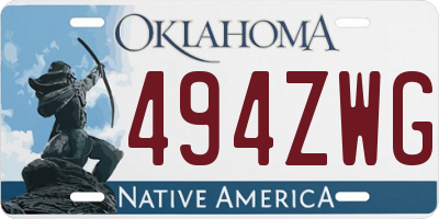 OK license plate 494ZWG