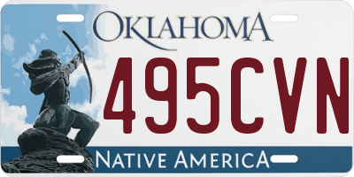 OK license plate 495CVN