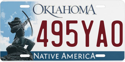 OK license plate 495YAO