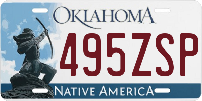 OK license plate 495ZSP