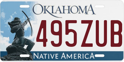 OK license plate 495ZUB