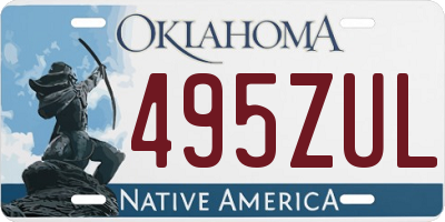 OK license plate 495ZUL