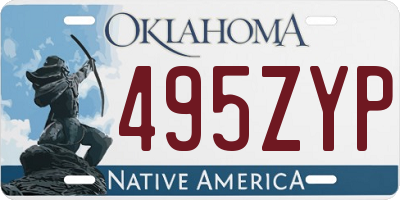 OK license plate 495ZYP