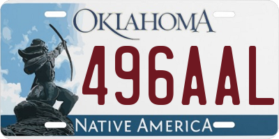 OK license plate 496AAL