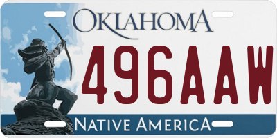 OK license plate 496AAW