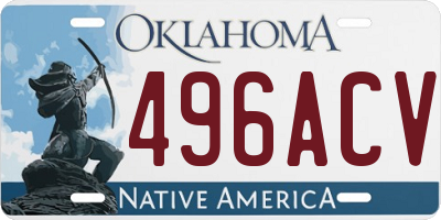 OK license plate 496ACV