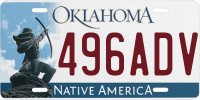 OK license plate 496ADV