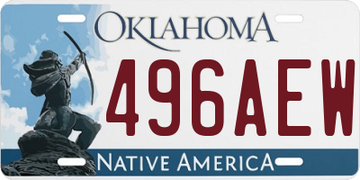 OK license plate 496AEW