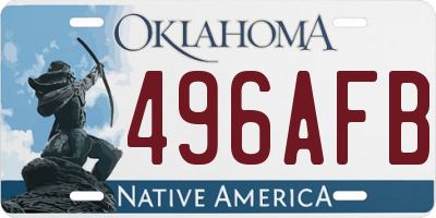 OK license plate 496AFB