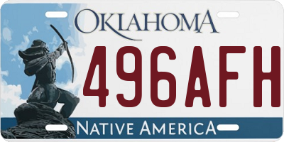 OK license plate 496AFH