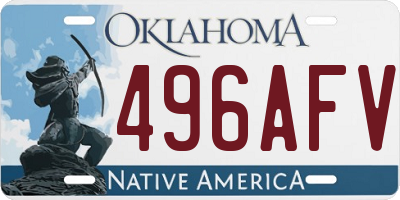 OK license plate 496AFV