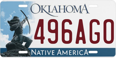 OK license plate 496AGO