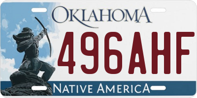 OK license plate 496AHF