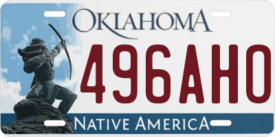 OK license plate 496AHO