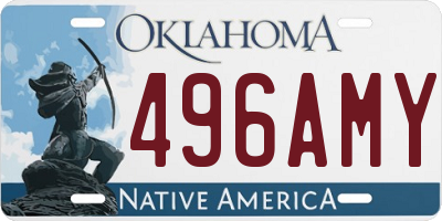 OK license plate 496AMY
