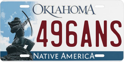 OK license plate 496ANS