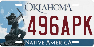 OK license plate 496APK