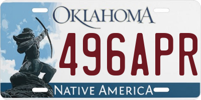 OK license plate 496APR