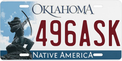 OK license plate 496ASK
