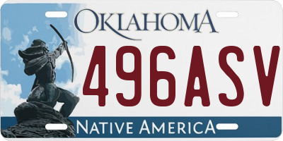 OK license plate 496ASV