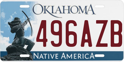 OK license plate 496AZB