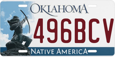 OK license plate 496BCV