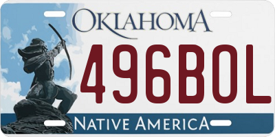OK license plate 496BOL