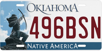 OK license plate 496BSN