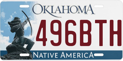 OK license plate 496BTH
