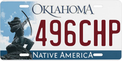 OK license plate 496CHP