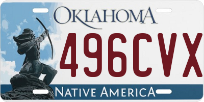 OK license plate 496CVX