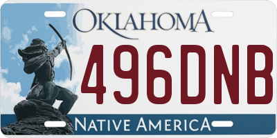 OK license plate 496DNB