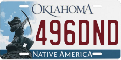 OK license plate 496DND
