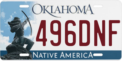 OK license plate 496DNF