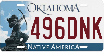 OK license plate 496DNK
