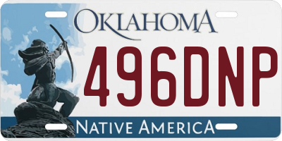 OK license plate 496DNP