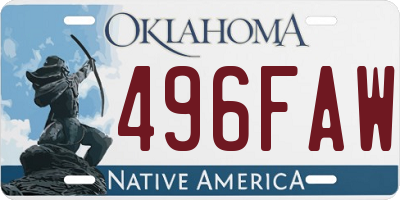 OK license plate 496FAW